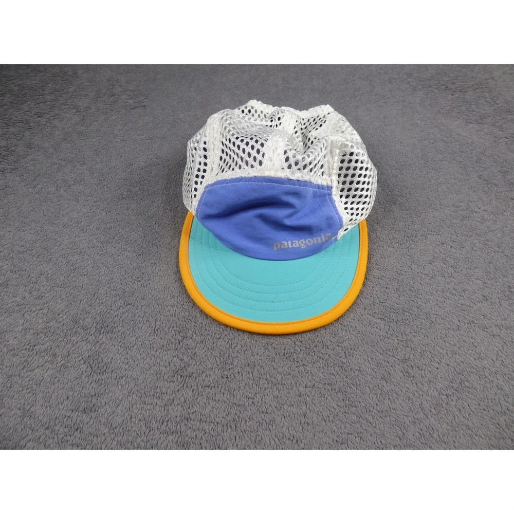 Patagonia Duckbill Cap Mesh Trail Running Hat White Blue Teal Orange Adjustable